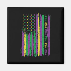 Mardi Gras American Flag USA Flag Mardi Gras Costu Magnet