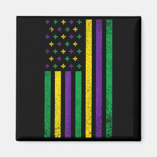 Mardi Gras Amerikanische Flagge Patriotischer Karn Magnet