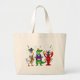 Mardi Gras Animals Tote Bag – Fun Carnival Parade  Jumbo Stoffbeutel
