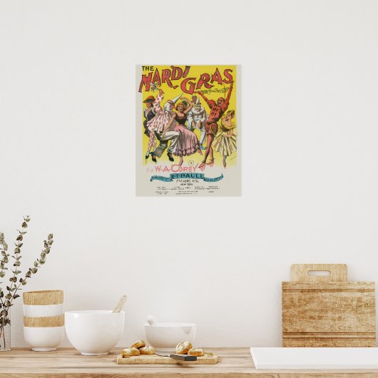 Mardi Gras Antique Yellow Poster (Küche)
