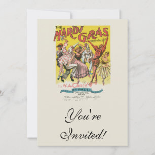 Mardi Gras Antique Yellow Poster Einladung