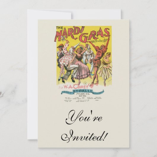 Mardi Gras Antique Yellow Poster Einladung (Vorderseite)