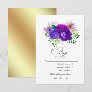 Mardi Gras Aquarell Floral Quinceañera RSVP Karte