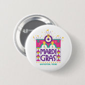 Mardi Gras Arch, Galveston, Texas Button (Vorne & Hinten)