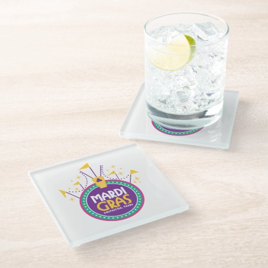 Mardi Gras Arch inspiriert, Galveston, Texas Glasuntersetzer (Schrägansicht)