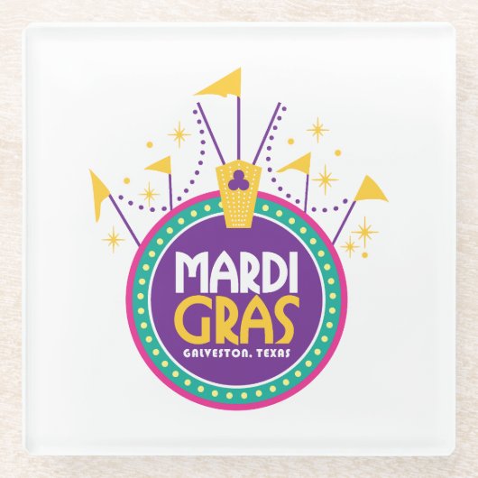 Mardi Gras Arch inspiriert, Galveston, Texas Glasuntersetzer (Vorderseite)