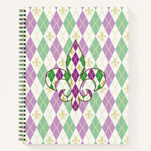Mardi Gras Argyle Spiralschreibblock Notizbuch