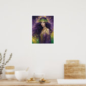 Mardi Gras Art Déco Lila Gown Poster (Küche)