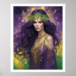 Mardi Gras Art Déco Lila Gown Poster