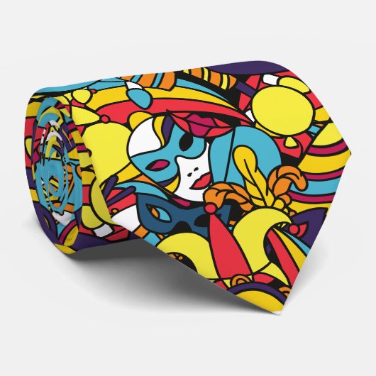 Mardi Gras Art Gemustert Krawatte (Gerollt)