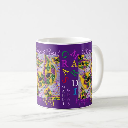 MARDI GRAS ART KAFFEETASSE (VorderseiteRechts)
