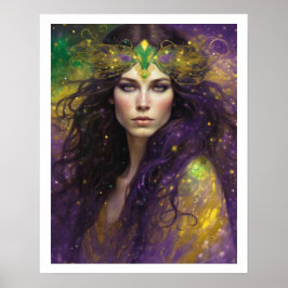 Mardi Gras Art Nuevo Frauenkopf Langes Haar Poster