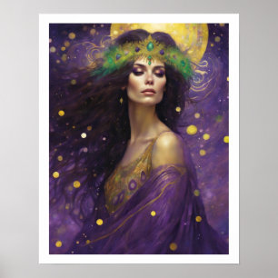 Mardi Gras Art Nuevo Lila Kleiderkrone Poster