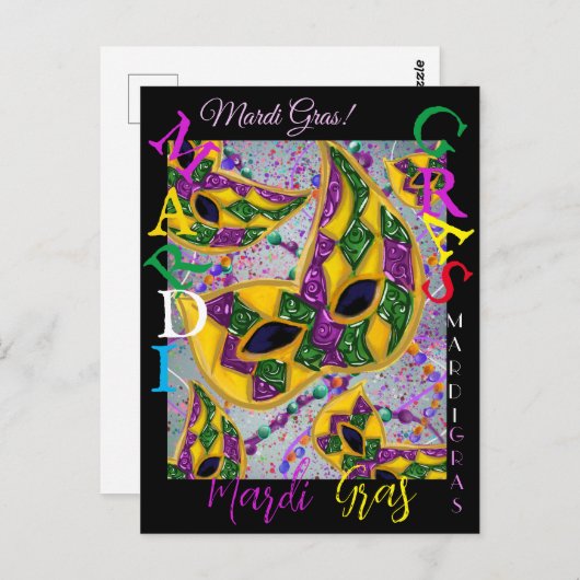 MARDI GRAS ART POSTKARTE (Vorne/Hinten)