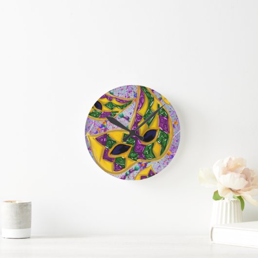 MARDI GRAS ART RUNDE WANDUHR (Zuhause)