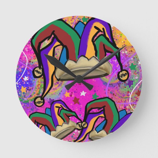 MARDI GRAS ART RUNDE WANDUHR (Vorderseite)