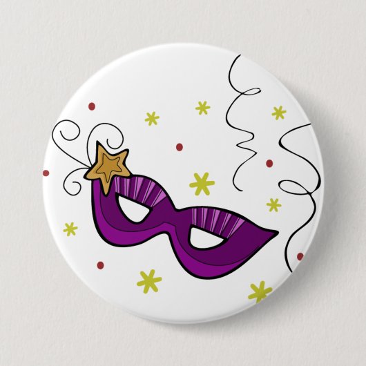 Mardi Gras Augenmasken Knopf Button (Vorderseite)