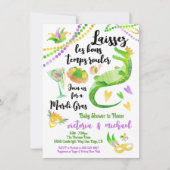 Mardi Gras Baby Dusche Aquarell Alligator Einladung (Vorderseite)