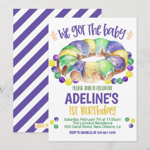 Mardi Gras Baby Erste Geburtstagseinladung Einladung