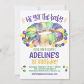 Mardi Gras Baby First Birthday Invitation Einladung (Vorderseite)
