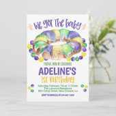 Mardi Gras Baby First Birthday Invitation Einladung (Stehend Vorderseite)