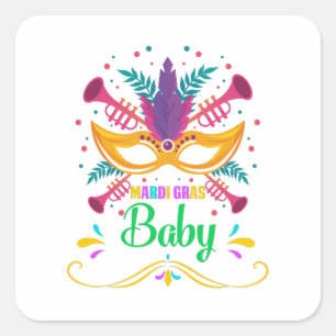Mardi Gras Baby Quadratischer Aufkleber