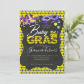 Mardi Gras Baby Shower Einladung (Stehend Vorderseite)