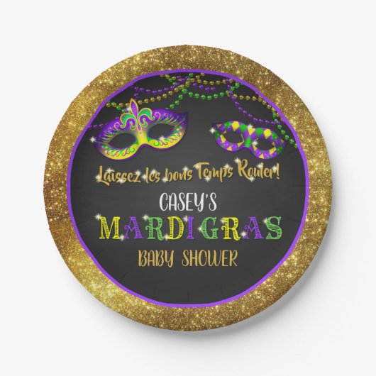 Mardi Gras Baby Shower (Gold) Pappteller (Vorderseite)