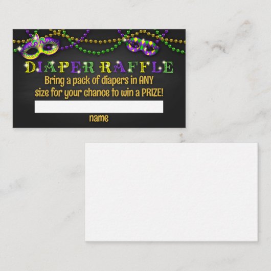 Mardi Gras Babydusche Windelwaschkarte Begleitkarte (Vorne/Hinten)