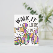 Mardi Gras Balloon Dog Postkarte (Stehend Vorderseite)