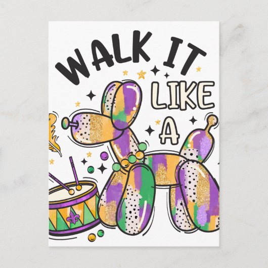 Mardi Gras Balloon Dog Postkarte (Vorderseite)