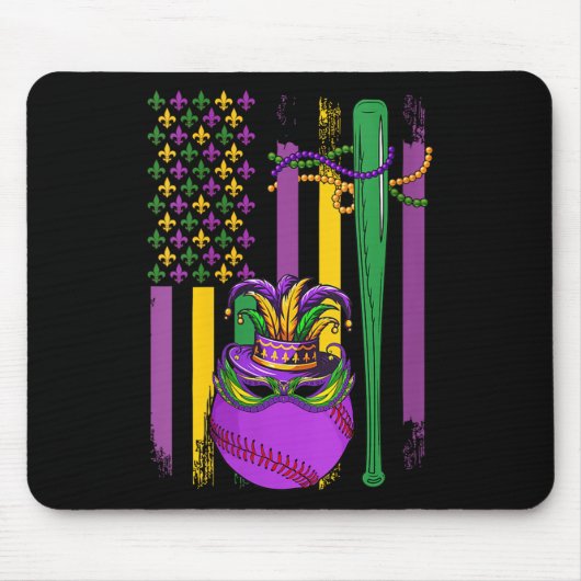 Mardi Gras Baseball Player Te Mousepad (Vorne)