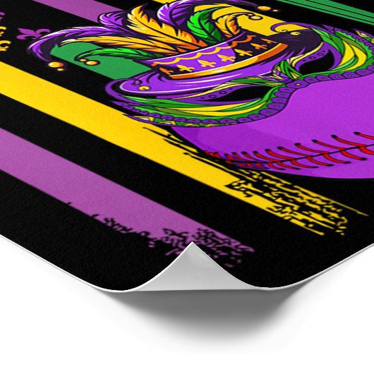 Mardi Gras Baseball Player Te Poster (Ecke)