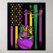 Mardi Gras Baseball Player Te Poster (Vorne)