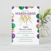 Mardi Gras Bash New Orleans Beads Party Einladung (Stehend Vorderseite)