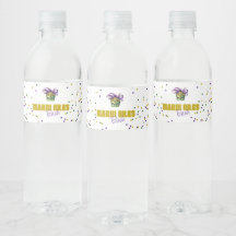 Mardi Gras Bash Party Wasser Flasche Etikett