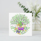 Mardi-Gras-Baum Einladung (Stehend Vorderseite)