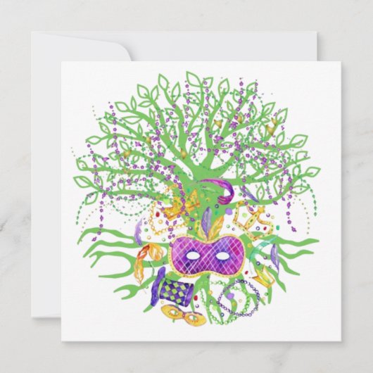Mardi-Gras-Baum Einladung (Vorderseite)