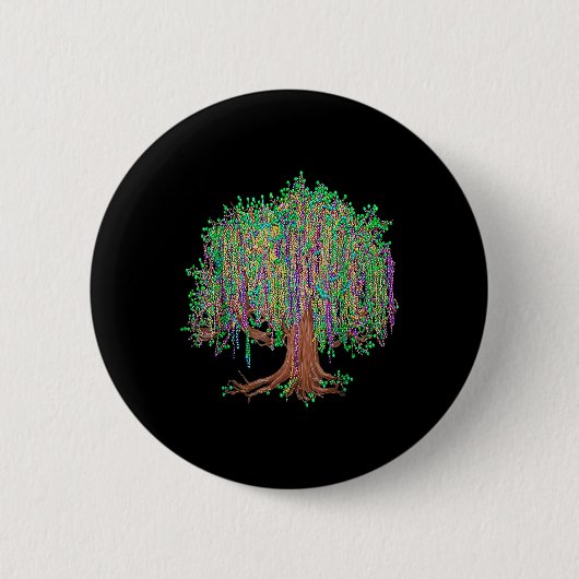 Mardi Gras Baum Perlen New Orleans 2025 Wasserfarb Button (Vorderseite)