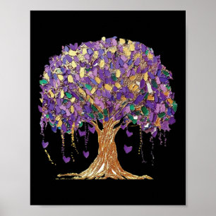 Mardi Gras Baum Perlen New Orleans 2025 Wasserfarb Poster
