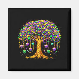 Mardi Gras Baum Perlen und Herzen glänzen Magnet