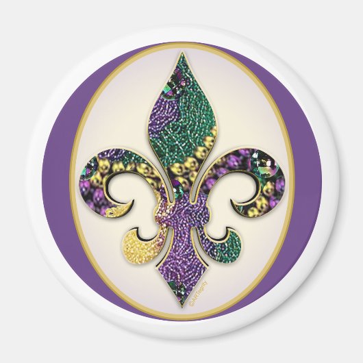 Mardi Gras Bead Lilie Magnet (Vorne)