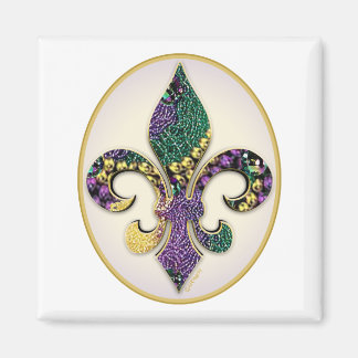 Mardi Gras Bead Lilie Magnet