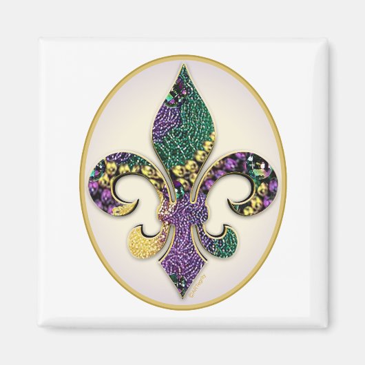 Mardi Gras Bead Lilie Magnet (Vorne)