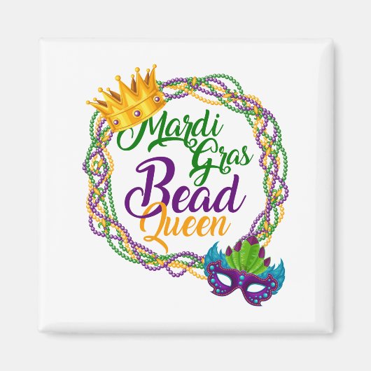 Mardi Gras Bead Queen Fat Dienstag Karneval Magnet (Vorne)