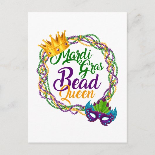Mardi Gras Bead Queen Fat Dienstag Karneval Postkarte (Vorderseite)