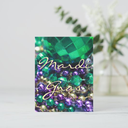 Mardi Gras Bead Throws Custom Invite Party Cards Einladung (Stehend Vorderseite)