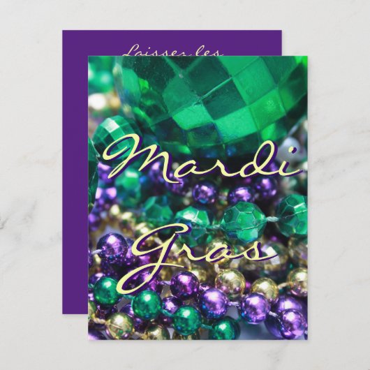 Mardi Gras Bead Throws Custom Invite Party Cards Einladung (Vorne/Hinten)