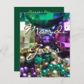 Mardi Gras Bead Throws Personalisiert Invites Einladung (Vorne/Hinten)
