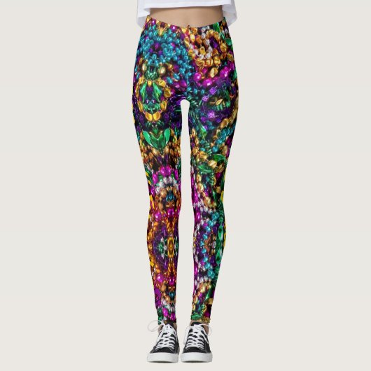 Mardi Gras Beads Custom Women's Leggings Pants (Vorderseite)